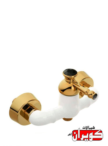 شیرآلات کویران آذر/شیر توالت مدل فلورانس/سفید طلایی